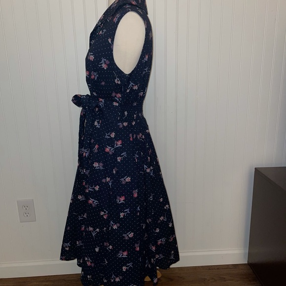 {eshakti} Navy Floral Sleeveless Collared Sundress - Picture 3 of 6
